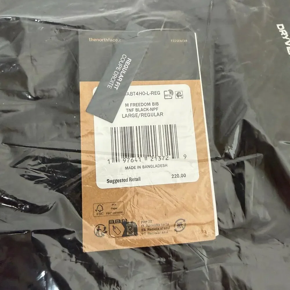 The North Face Mens Freedom Snow Bibs Large TNF Black‎ Waterproof NWT